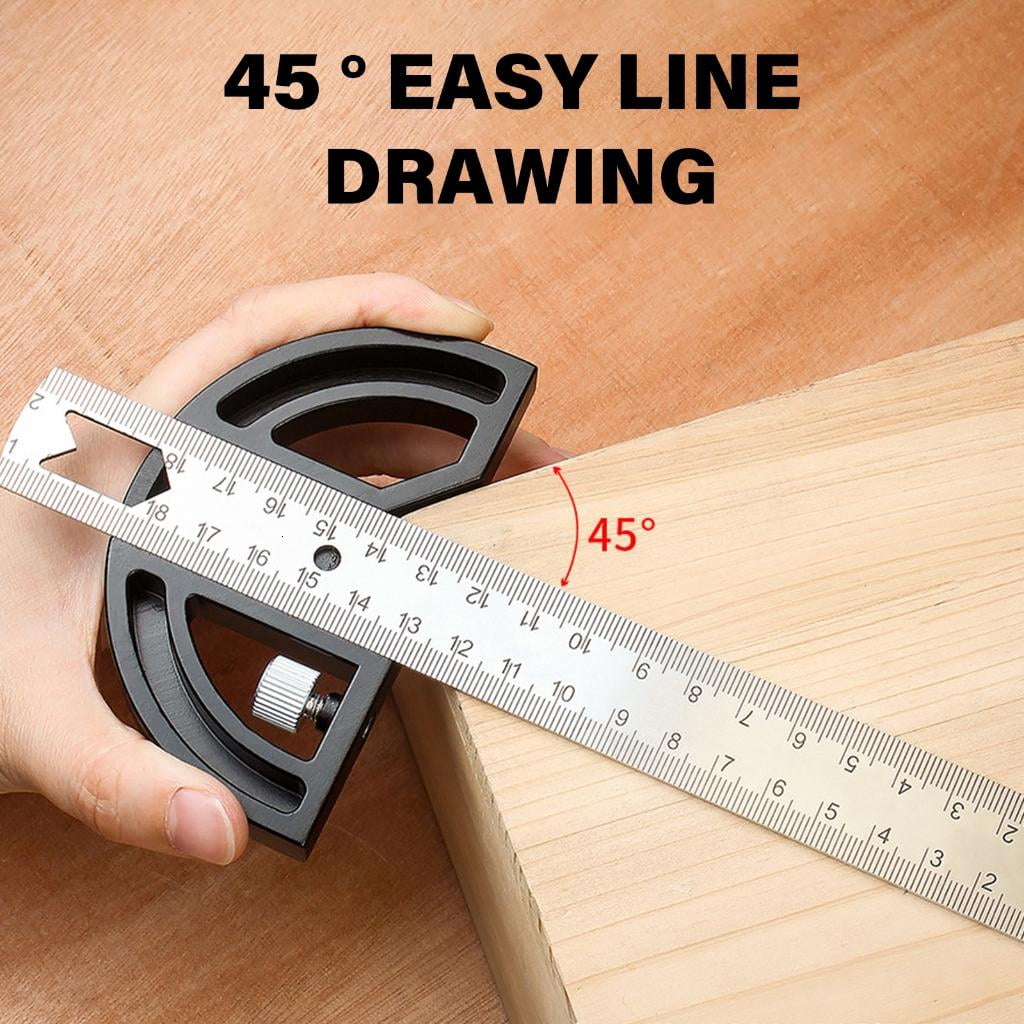 CEORPER T Shaped Woodworking Angles Ruler Protractor 8Inch Adjustable Angles Plate Scribing