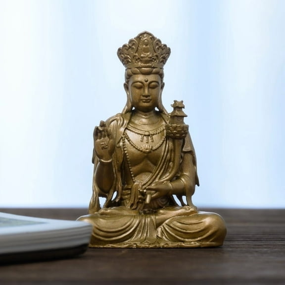 Small Handmade Crowned Maitreya Buddha Figurine – Zen Home & Meditation Decor
