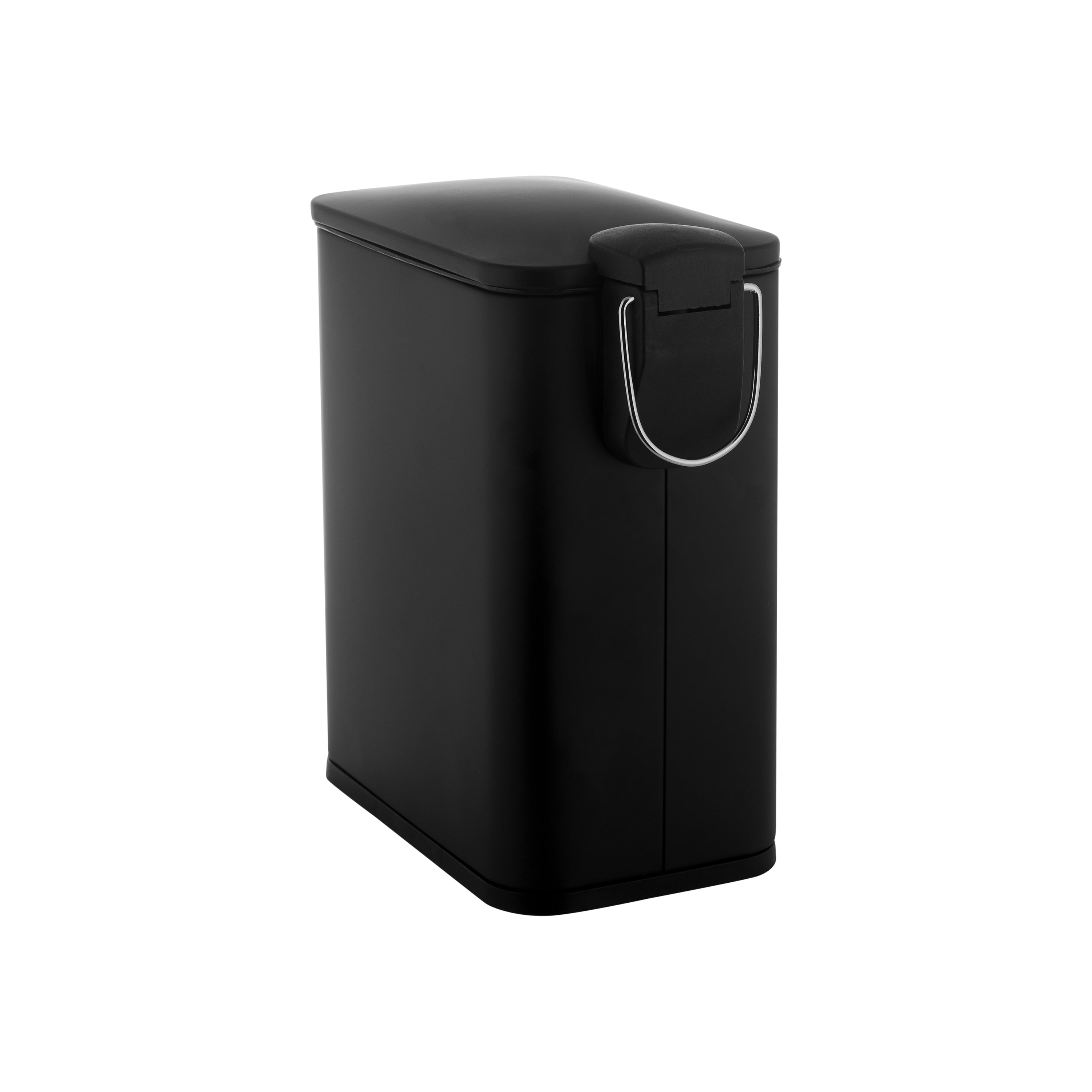 Simplify 2 Pack Slim Rectangular 5 Liter Pedal Iron Wastebasket with Soft Close Lid in Black