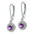 thumbnail image 2 of White Sterling Silver Earring Birthstone (02) February Women'S Amethyst Round Purple Diamond 26 mm 7, 2 of 4