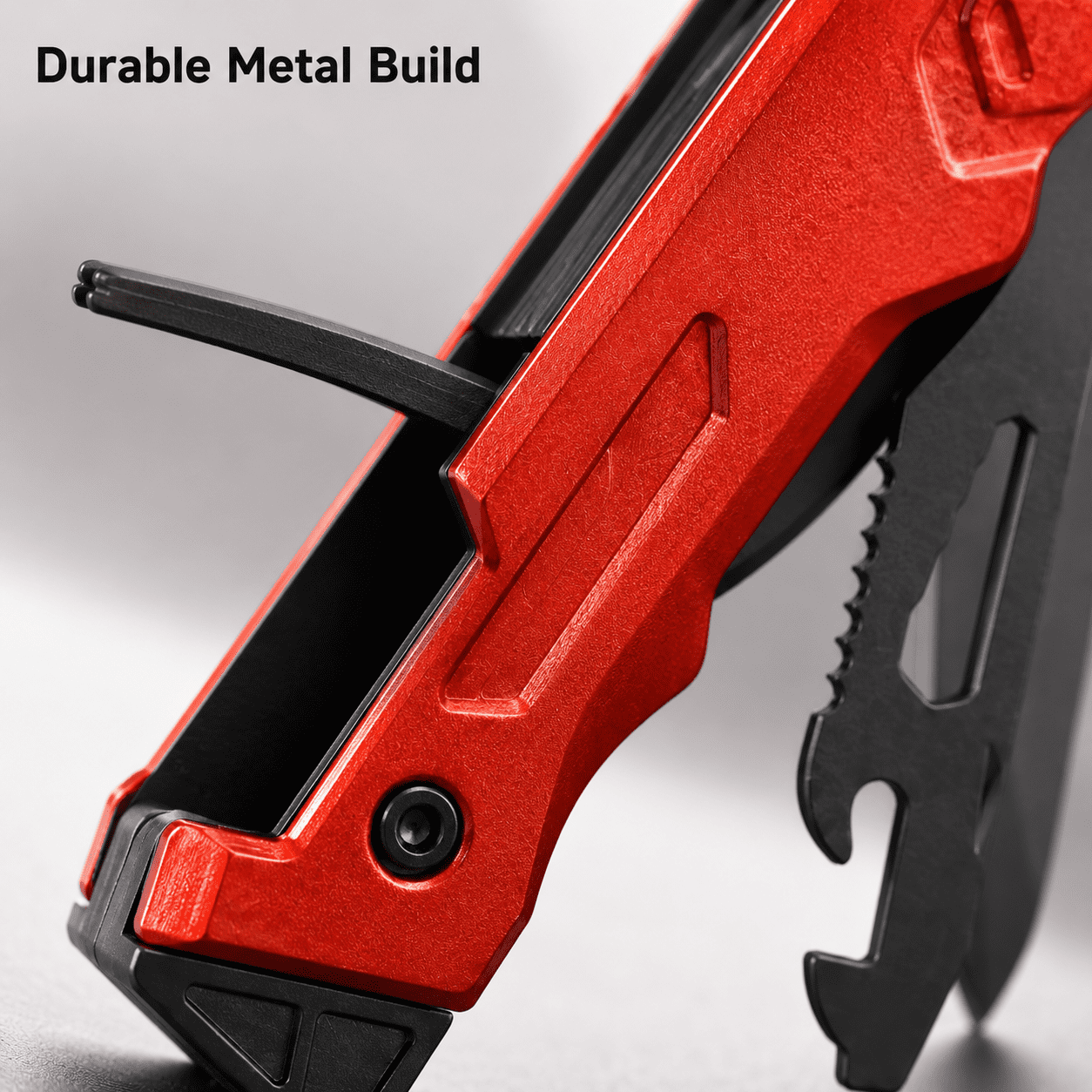 Multitool Pliers, Heavy Duty Stainless Steel Foldable Pocket Tool for Camping, Hiking and Outdoor Survival, Compact Precision Gear with Portable Sheath, Crimson Luxe Red