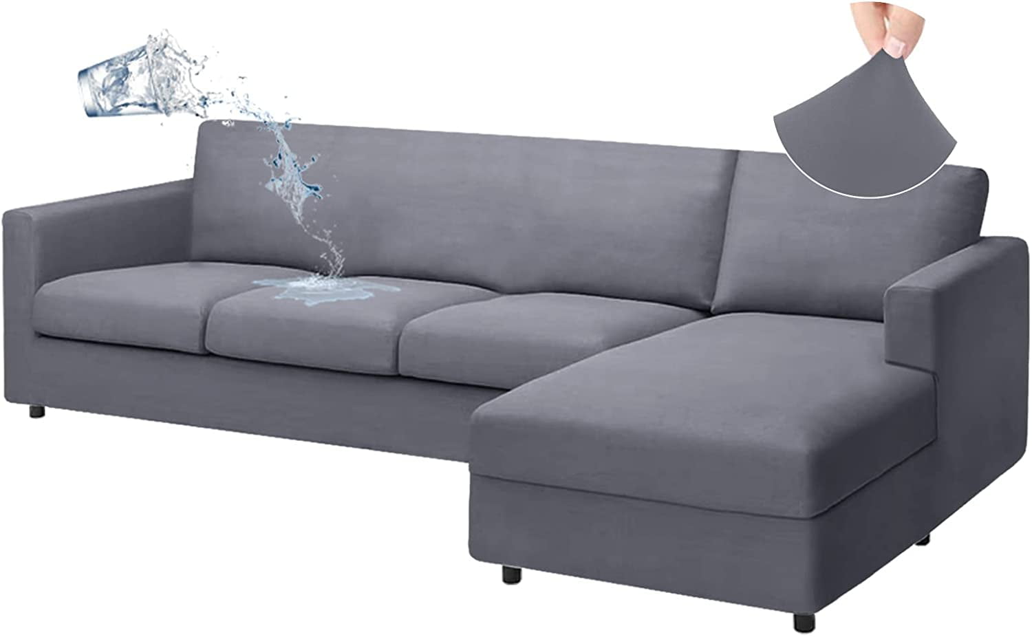 6 Piece Sectional Couch Covers L Shape Sofa Cover for Living Room Water