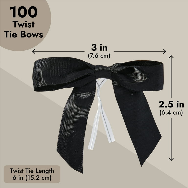 Red Bows, Set of 100x, Satin/Grosgrain,Plastic Zip-Tie