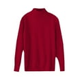thumbnail image 4 of Stichou Sweaters for Women, Soft Lightweight Knit Pullover Tops,Fall Winter Fashion Sweaters, Long Sleeve Mock Neck Wool Sweater Deep Red XL, 4 of 5
