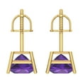 thumbnail image 4 of Clara Pucci 3Ct Natural Amethyst Princess Cut VVS1 Screw Back Stud 14k Solid hypoallergenic Gold Designer Earrings For February, 4 of 7