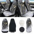 thumbnail image 2 of Jeiento Black Marble Print Car Seat Cover Set Front Seat Cover with Steering Wheel Cover Seatbelt Pads Armrest Cover Trash Can Air Vent Holder Rear View Mirror Cover Coasters Key Chain, 12 Piece, 2 of 7
