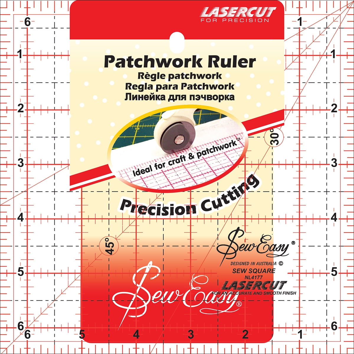 Sew Easy Patchwork Quilting Ruler Square 6.5 x 6.5" Sew Easy Patchwork Quilting Ruler Square 6.5 x 6.5"
