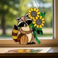 thumbnail image 2 of Raccoon Sunflower Acrylic Suncatcher, Cute Faux Stained Glass Raccoon Decor, Raccoon Window Hanging, Woodland Garden Ornament Gift, 2 of 4