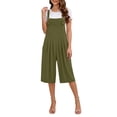 thumbnail image 3 of Wide Leg Overalls Bibs for Women Capri Length Pocket Linen Summer Casual Romper Jumpsuits Capris Pants (XL, Army Green), 3 of 6