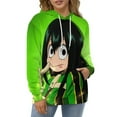 thumbnail image 4 of Boku no Hero Academia Tsuyu Asui Hoodies for Men Women 3D Print Pullover Novelty Hooded Sweatshirt Hoodies with Big Pockets S, 4 of 7