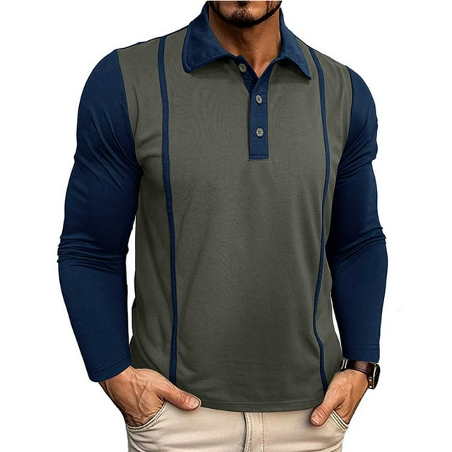 pstuiky camisas de manga larga para hombre, Blusas casuales de moda para hombre, de color liso, con botones, bolsillos, manga larga y cuello redondo Tops casuales para hombres xxl