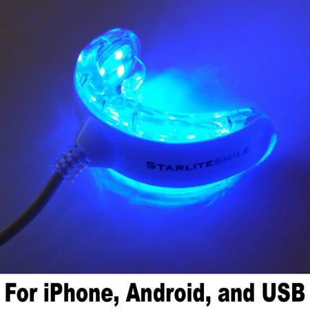 Teeth Whitening Light by Starlite Smile. 16 LED Teeth Whitener w/ 3 Adapters for iPhone, Android & USB (compatible with 4G and newer). Works w/ Teeth Whitening Strips or any Teeth Whitening