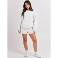 thumbnail image 4 of Women 2 Piece Outfits Sweat Shorts Sets 2024 Oversized Casual Lounge Matching Set Sweatsuit Tracksuit Clothes, 4 of 18