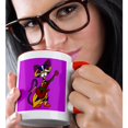 thumbnail image 2 of 3drose, Funny Psychedelic Cat Playing Red Electric Guitar Art, 11oz Two-tone Red Mug, 2 of 6