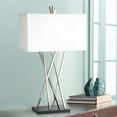 Possini Euro Design Modern Table Lamp, Possini Euro Geordi Black And Chrome Modern Table Lamp