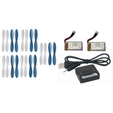 Predator Prop - HobbyFlip 3.7v 350mAh 25c Lipo Battery Dual Charger Propeller Props Compatible with Holy Stone HS170 Predator