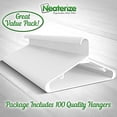 thumbnail image 2 of Plastic Clothes Hangers (20, 40, 60, 100 Packs) Heavy Duty Durable Coat and Clothes Hangers | Vibrant Color Hangers | Lightweight Space Saving Laundry Hangers (100 Pack - White), 2 of 6