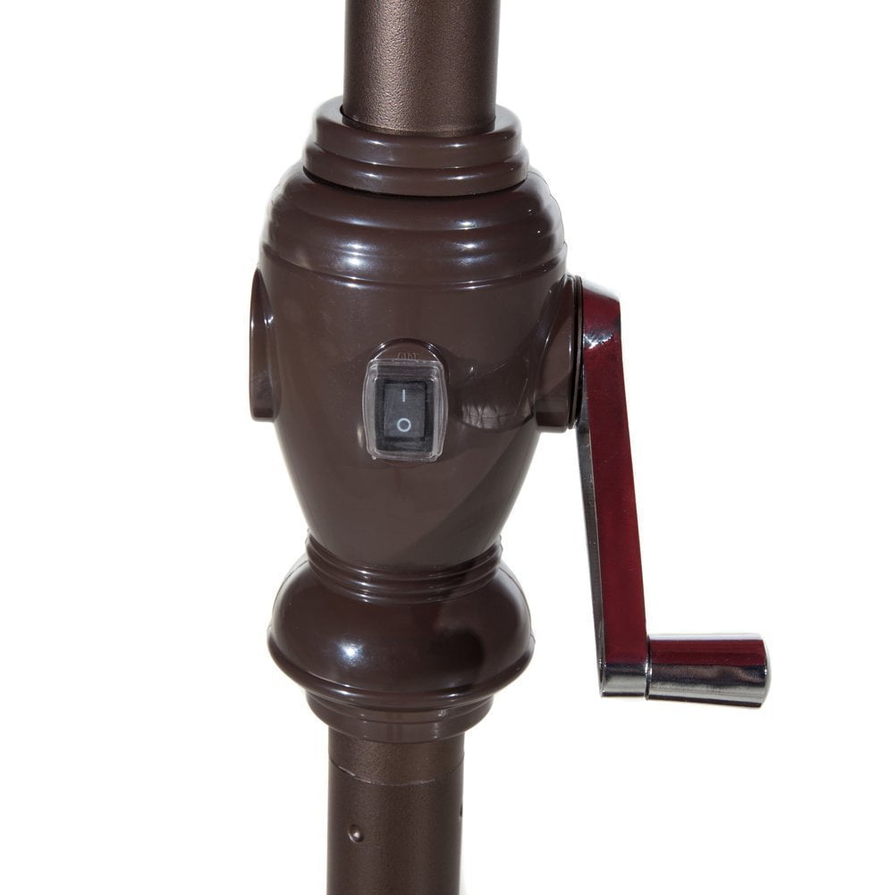 Abba Patio 7 By 9 Ft Rectangular Patio Umbrella With 32 Solar Powered Led Lights With Push Button Tilt And Crank Dark Red Walmart Com Walmart Com