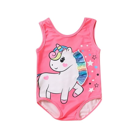 

Licupiee Infant Girls Swimsuit Sleeveless Swan Print Ruffle Summer Beachwear One Piece Swimwear Bathing Sunsuit