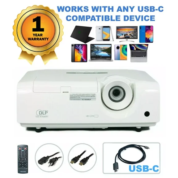 Pre-Owned Mitsubishi XD250U DLP Projector HDMI - Professional Streaming with Accessories Bundle