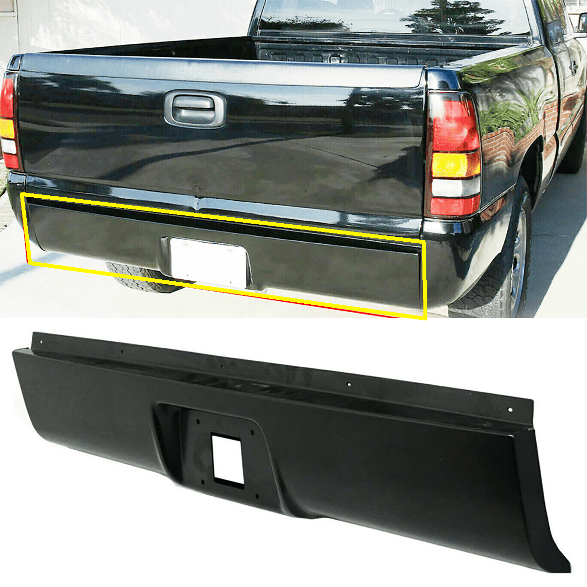 Nurniacl Black Steel Rear Step Bumper Assembly For 1999-2007 Chevy Silverado GMC Sierra 1500