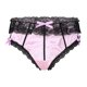 thumbnail image 3 of Calzoncillos Sissy para hombre, lencería de satén suave, ropa interior Sissy, bragas con adornos de encaje con volantes, bragas con cintura elástica con lazo y cintura baja, 3 of 5