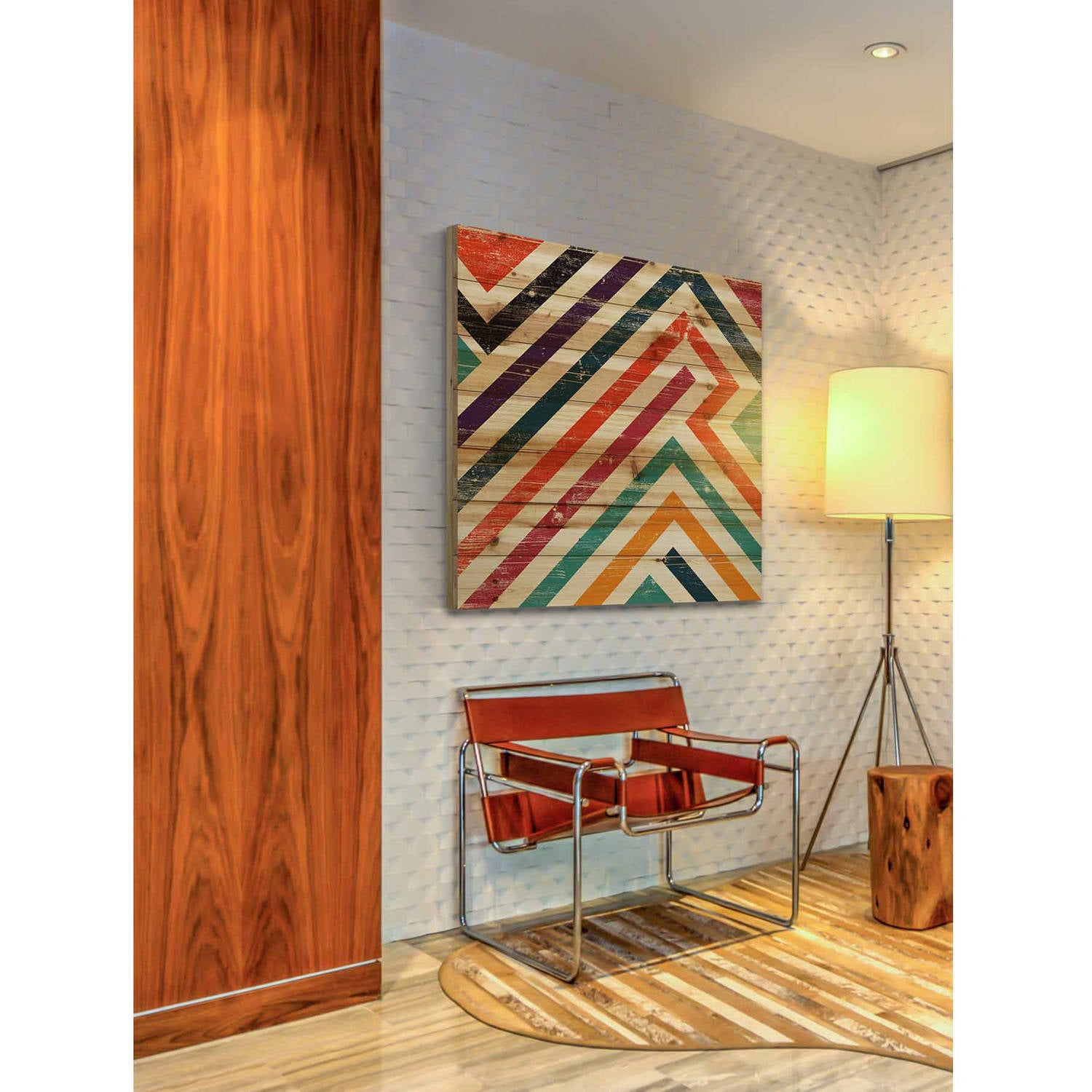 "Paths of Color" Painting Print on Natural Pine Wood