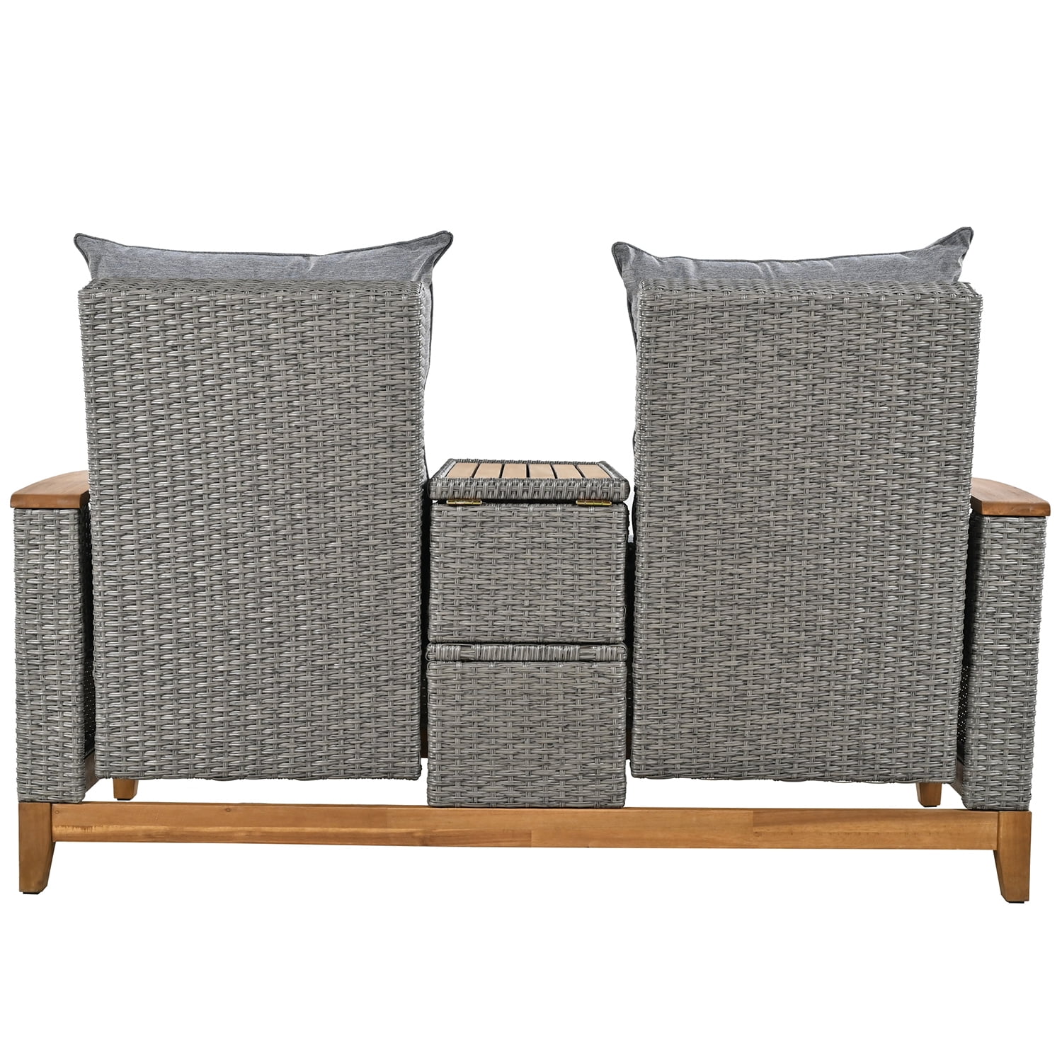 Kadyn Outdoor Comfort Adjustable Loveseat, Armrest With Storage Space, Loveseat Sofa Chairs for Courtyards, Grey Kadyn Outdoor Comfort Adjustable Loveseat, Armrest With Storage Space, Loveseat Sofa Chairs for Courtyards, Grey