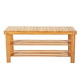 thumbnail image 4 of Hassch 35.4" Bamboo Shoe Rack Bench in Natural Finish, 3-Tier Slatted Entryway Storage Organizer, Space-Saving Design for Bathroom, Hallway, Living Room, 4 of 8