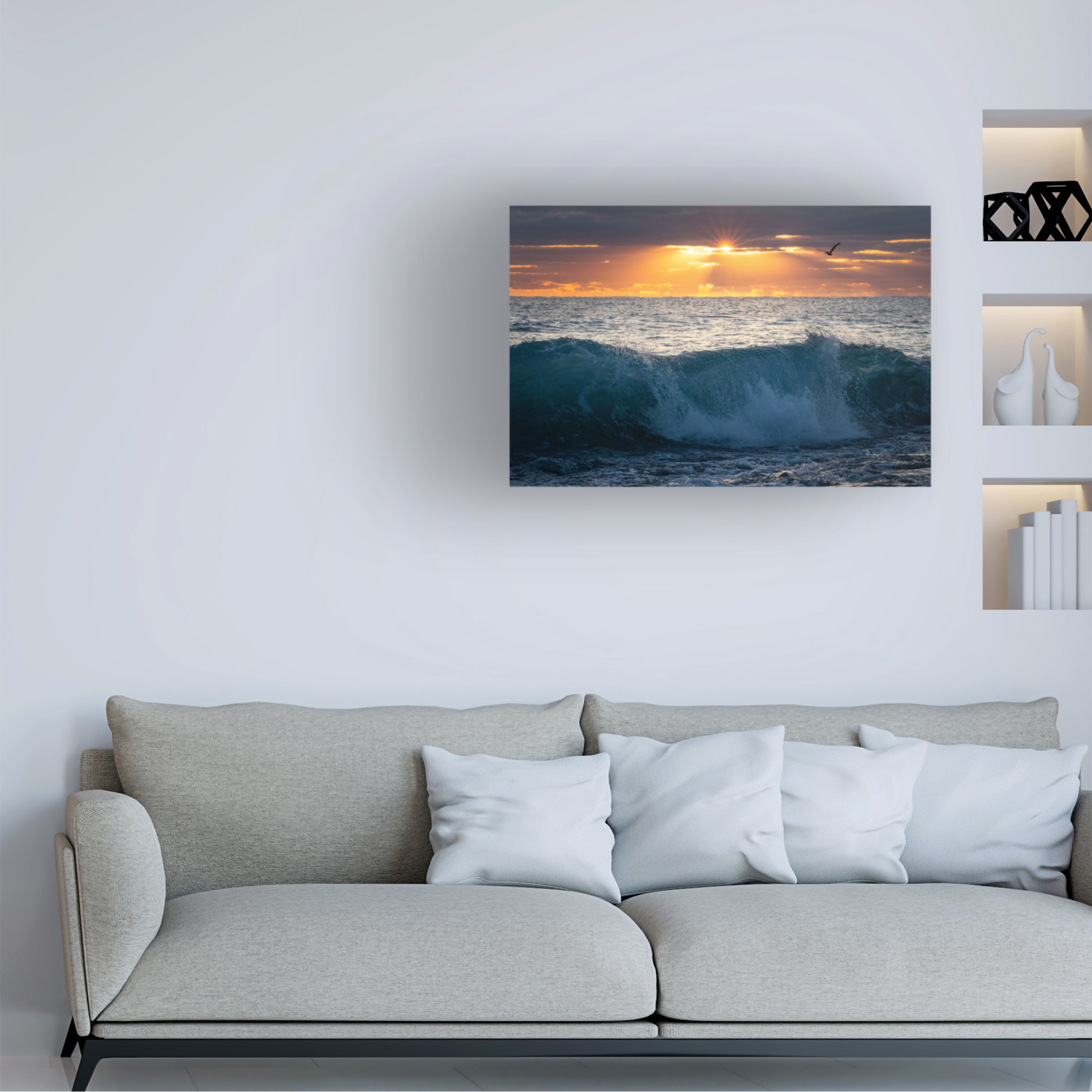 Canvas Wall Art - Patrick Zephyr 'Pelican at Dawn' Wall Art for Living Room, Bedroom, or Office Décor by Trademark Fine Art - 32 x 22 Inches