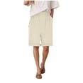 thumbnail image 6 of vigerkar Women's Bermuda Shorts Knee Length Elastic Waist Drawstring Workout Athletic Long Shorts with Pockets (Beige, M), 6 of 7