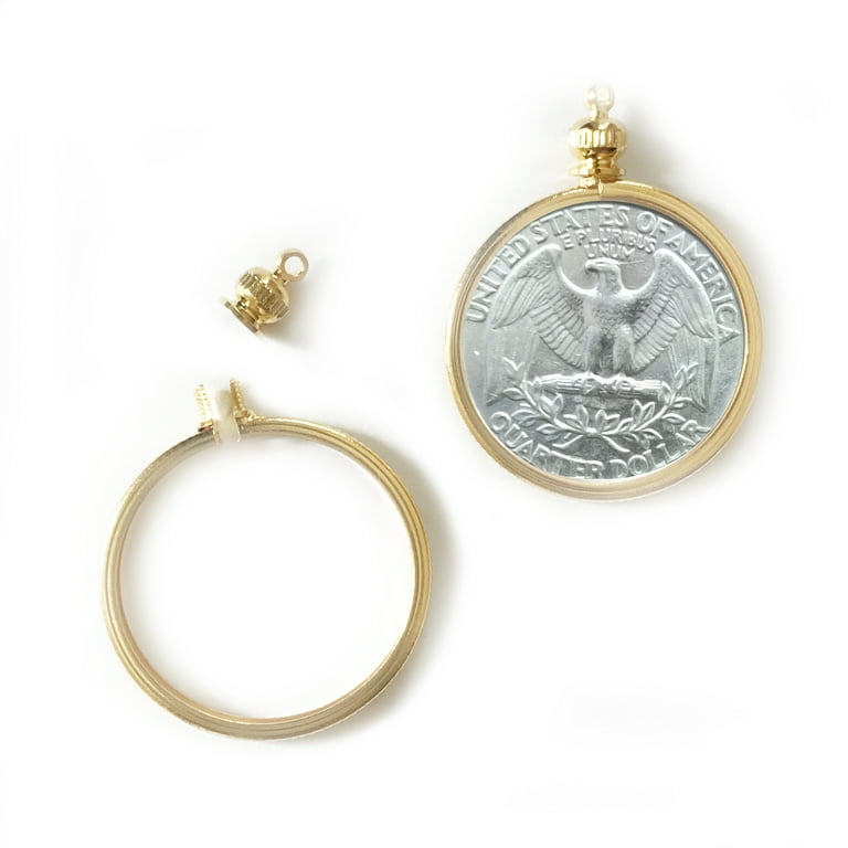 Coin Holder USA Quarter 25 cent Gold Plated 20 Chain Necklace Kit