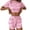 Pink, variant on CQXIDFH Pajamas Set for Women Side Split Shorts and Top Set 2 Piece Cute Comfy Summer Loungewear Soft PJ Loungewear Sleepwear