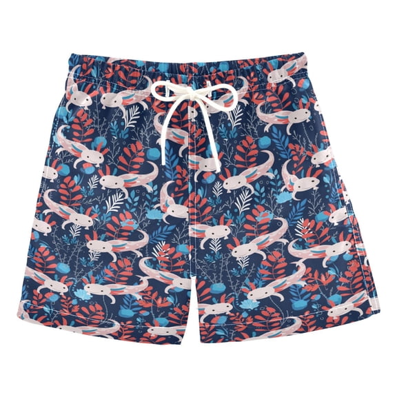 joogoo Boy Swim Trunks Axolotl Cartoon Bathing Beach Board Shorts M