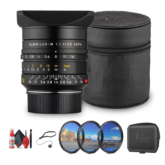 Leica Summilux-M 28mm f/1.4 ASPH. Lens (Black) Professional Wide-Angle Prime M-Mount for Low-Light, Street, Architecture, Travel & Documentary Photography (11668)   Lens Filter Kit   More