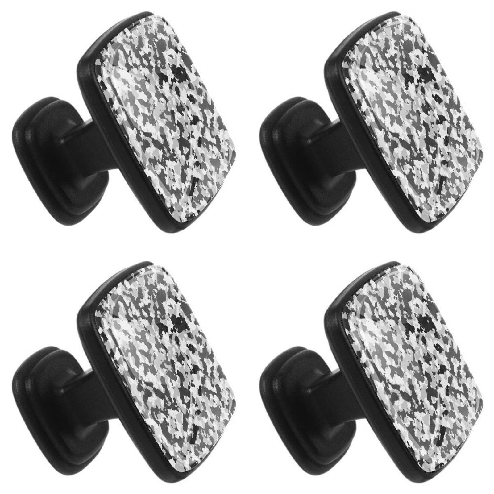 4 Pcs Square Cabinet Handle Cupboard Knob Drawer Pulls Handle Black and White Texture Drawer Knobs with Screws Furniture Decoration