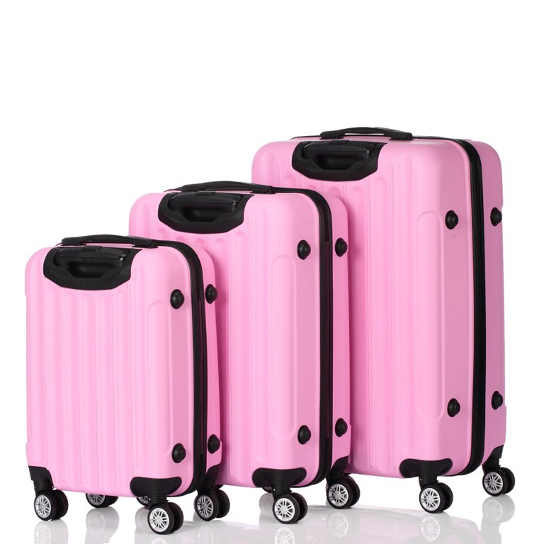 Apelila 4 Piece Luggage sets with Spinner Wheels Travel Suitcase Hard-shell  Lightweight 16 20 24 28 (Light Pink)
