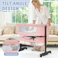 thumbnail image 4 of kmaier Baby Bassinet Bedside Crib Foldable Portable with Adjustable Height, Wheels, and Storage Basket,Pink, 4 of 6