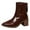 Brown, variant on UngA Woman's Boots Fold Over Slouchy Boots Chunky Heels Square Toe Pull On Booties Stacked Pleated Boots for Women Mid Calf Black,Size 6.5