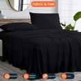 thumbnail image 3 of Kanak Bedding 4 Pieces Egyptian Cotton Sheet Set with 19" deep Pocket,1 Flat Sheet,1 Fitted And 2 Pillowcases, 1000TC( Short Queen, Black ), 3 of 4