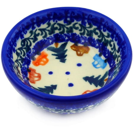 Polish Pottery 3½-inch Bowl (Holiday Drive Theme) Hand Painted in Boleslawiec, Poland + Certificate of