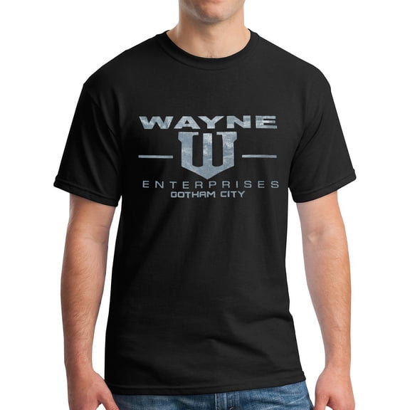 Wayne Enterprises T-Shirt - Metallic Silver Print Black (S)