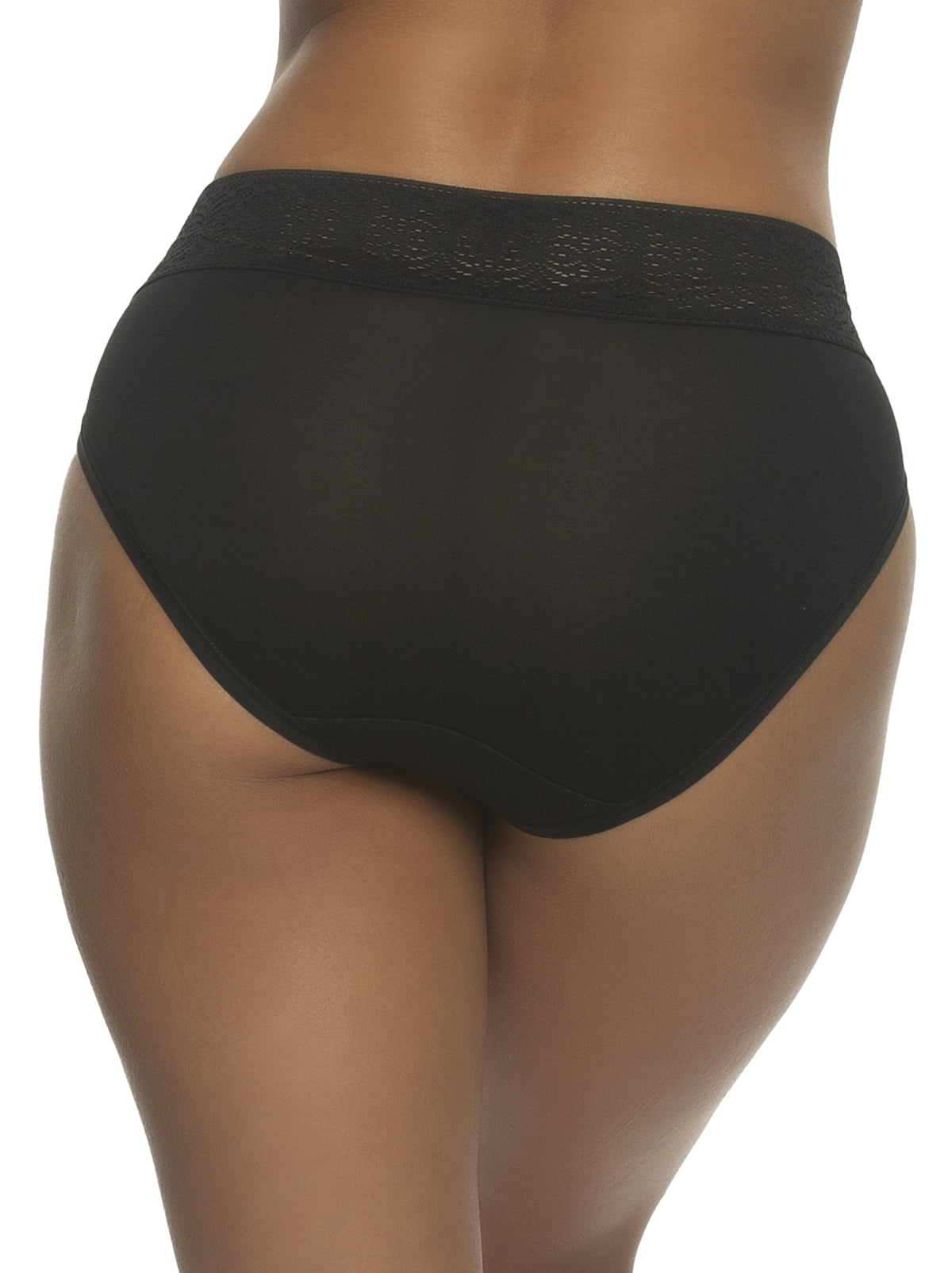 Serene Modal & Lace Hi Cut Panty | Felina | Women's Underwear (Black, Large)