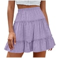 thumbnail image 1 of TaTaai Women's Elastic Waist Pleated Skirt Solid Color High Waist Casual Midi Skirt with Ruffle Hem Lined Chiffon A-Line Summer Gift, 1 of 6