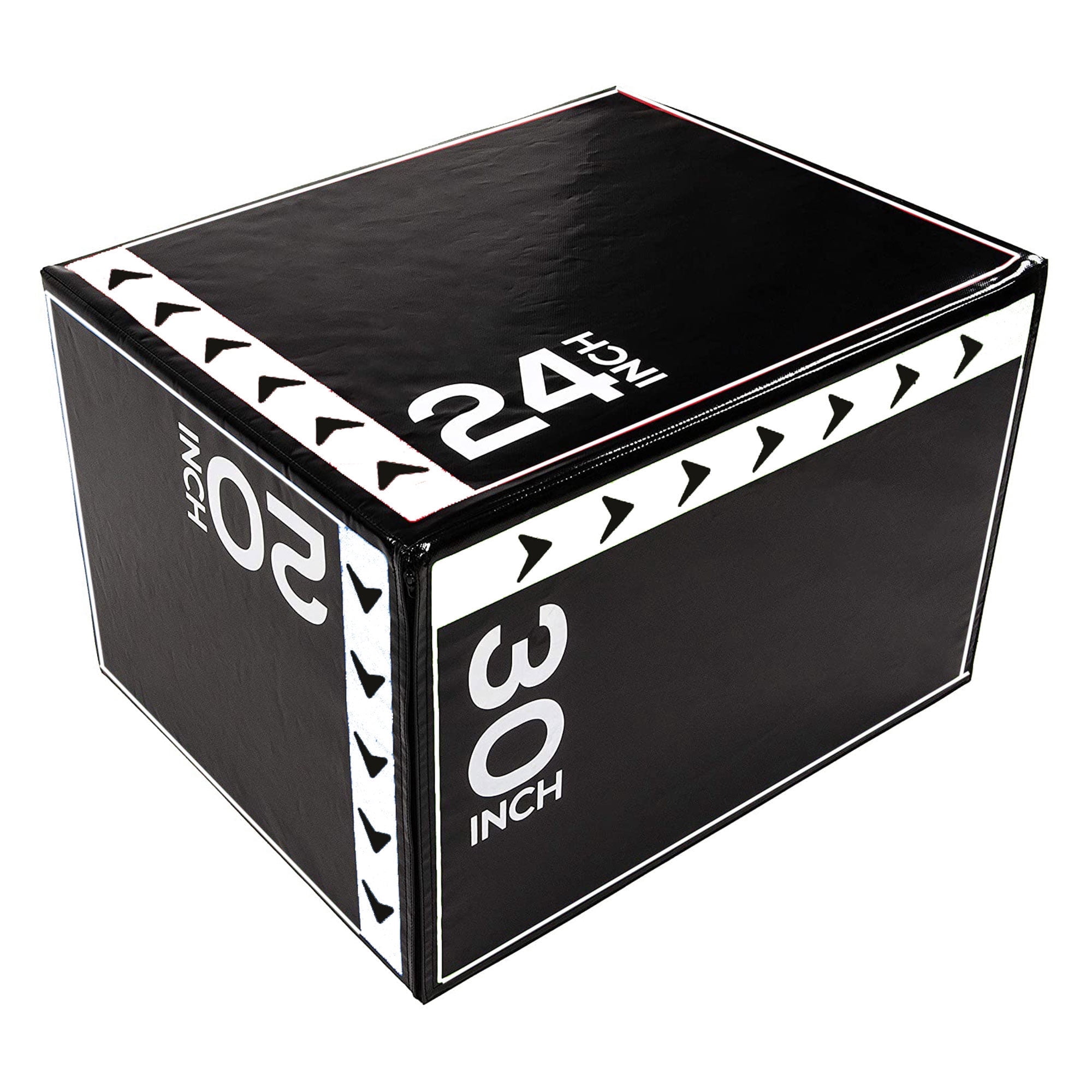 Fitvids 3-in-1 Rotatable Plyometric Jump Box, Jumping Exercise Trainer with Anti Slip Surface & High Density Foam, Fitness Training, Easy to Clean, 20" × 24" × 30", 16LBS, Black/White