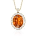 thumbnail image 2 of Rosec Jewels Oval Shape Lab Grown Orange Sapphire Pendant with Diamond Halo (AAAA Quality), 10K Yellow Gold, 2 of 6