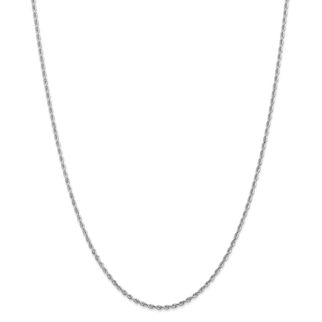 14k White Gold 30 Inch 2mm Diamond Cut Quadruple Rope Chain Necklace Pendant Charm