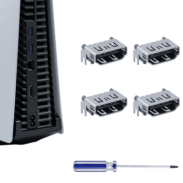 4Pcs HDMI Port Replacement for PS5 with T8 Screwdriver, HDMI Port Socket Interface Connector Replacement Part Repair Kit for PS5