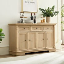 CQSXDA Farmhouse Style Kitchen Storage Cabinet in Classic White Finish 55 Inch Wooden Buffet Sideboard with Drawers
