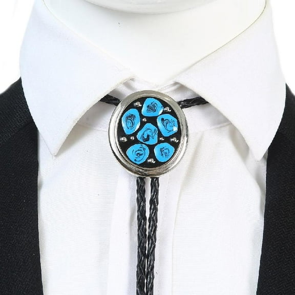 Men Vintage Bolo Tie Western Cowboy Faux Rope Geometric Stone Necktie